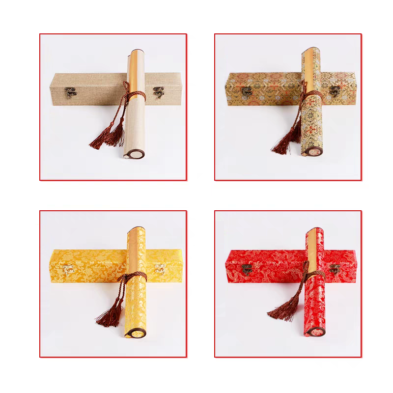 The form of the calligraphy work after being curled up is accompanied by exquisite gift box packaging.